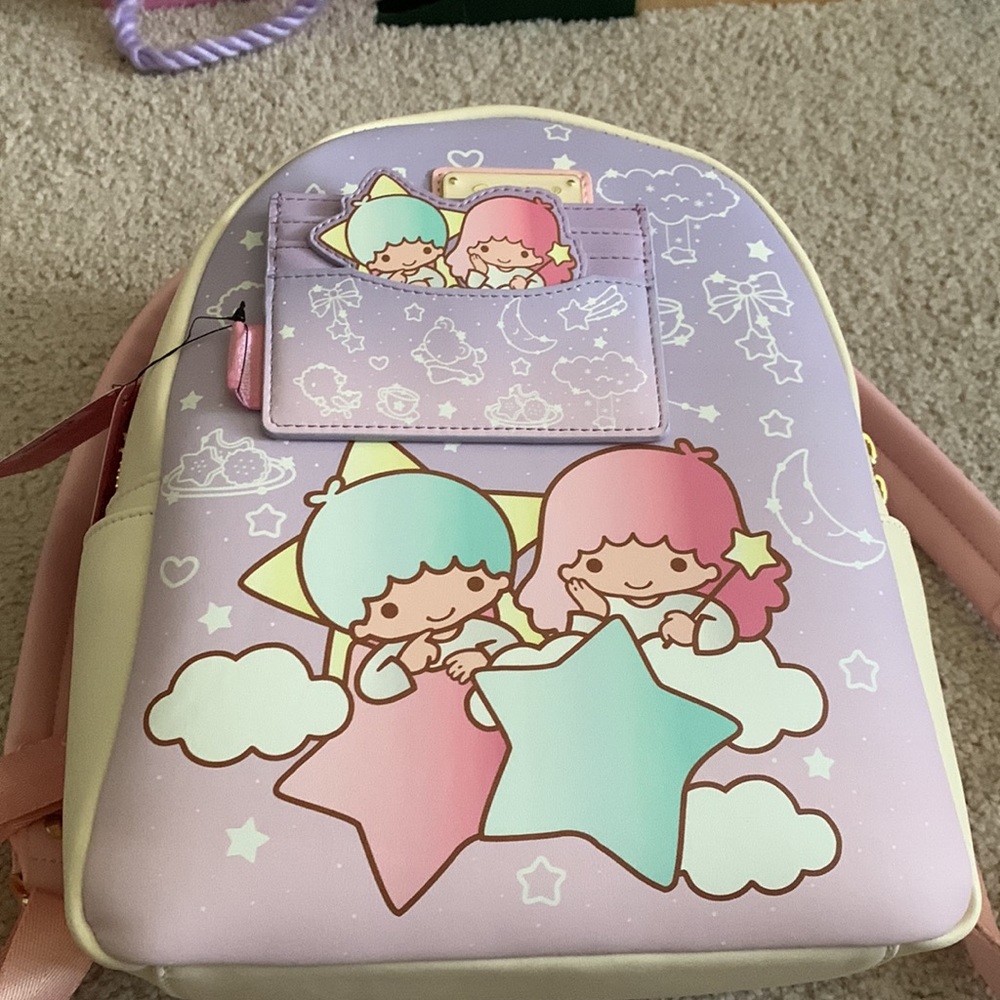 Loungefly Little Twin Stars Backpack with matching card holder